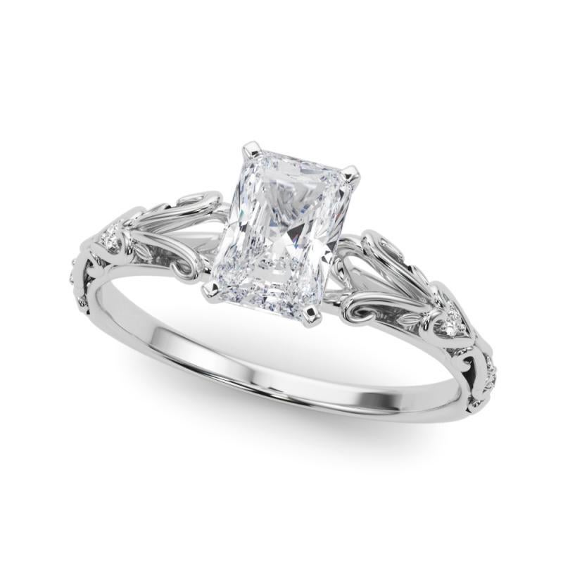 GIA 1,01ct Radiant Vintage 3-Stein Herz & Vine  Diamantring (Radiantschliff) im Angebot