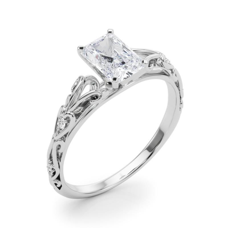 GIA 1,01ct Radiant Vintage 3-Stein Herz & Vine  Diamantring Damen im Angebot