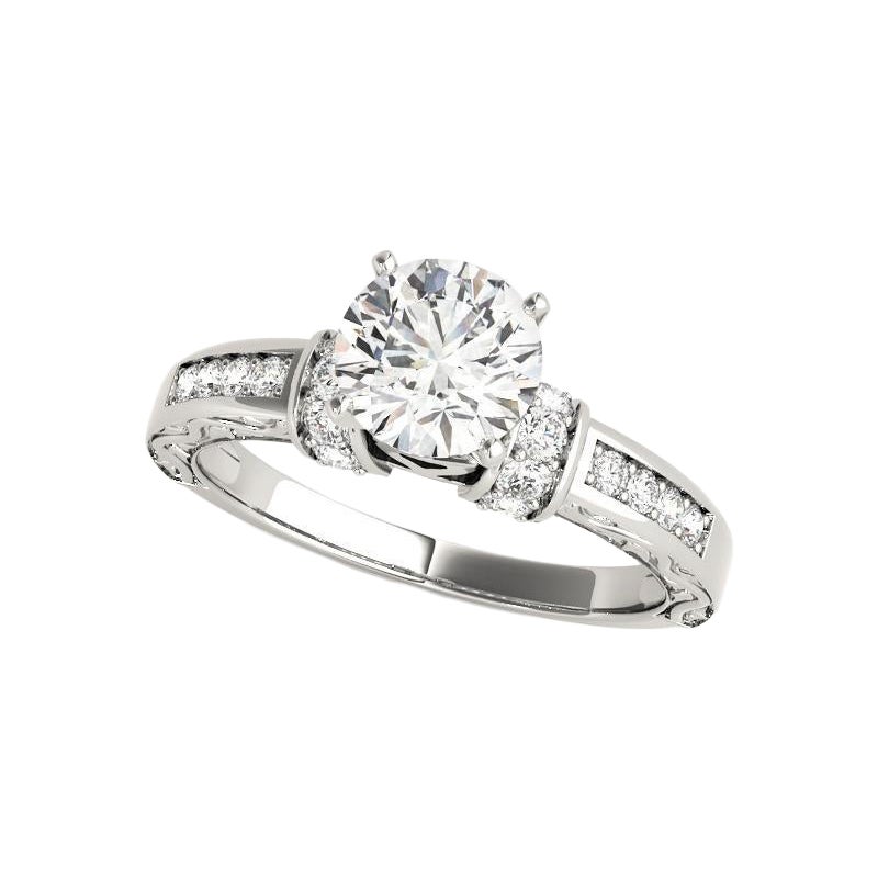 GIA 1.01ct Round Antique Fancy Gallery Engraved  Diamond Ring