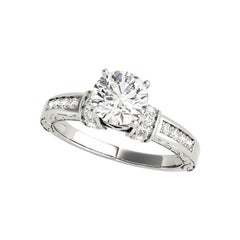 GIA 1.01ct Round Antique Fancy Gallery Engraved  Diamond Ring
