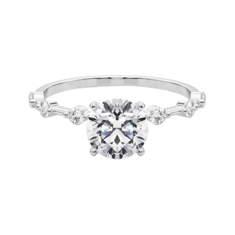 GIA 1,01ct Anello con diamante solitario a fascia di bambù decorato e rotondo