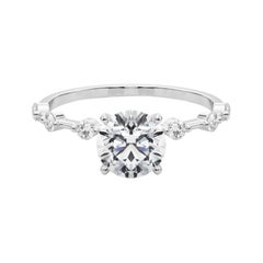 GIA 1,01ct Anello con diamante solitario a fascia di bambù decorato e rotondo