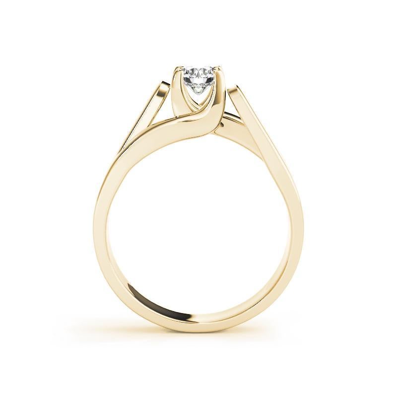 GIA 1,01ct Anello con diamante rotondo moderno solitario 3D con gambo diviso in oro giallo In condizioni Nuovo in vendita a New York, NY