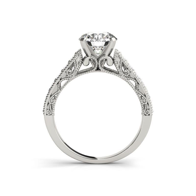 GIA 1.01ct Runder Solitär Kanal Filigran Spalier Diamant Ring (Rundschliff) im Angebot