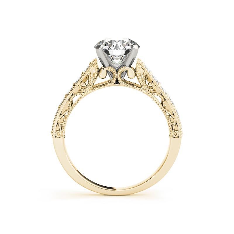 Taglio rotondo GIA 1,01ct Anello con diamante rotondo solitario a canale con filigrana a traliccio in oro giallo in vendita