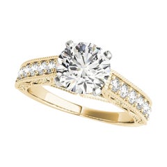 GIA 1,01ct Anello con diamante rotondo solitario a canale con filigrana a traliccio in oro giallo