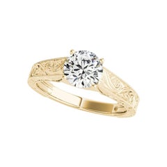 GIA 1.01ct Solitario rotondo intrecciato a reticolo in oro giallo con diamante