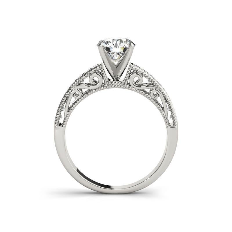 GIA 1.01ct Runder Solitär & Prinzessin Filigran Kathedrale Diamantring (Rundschliff) im Angebot