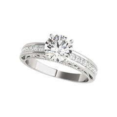 GIA 1.01ct Runder Solitär & Prinzessin Filigran Kathedrale Diamantring