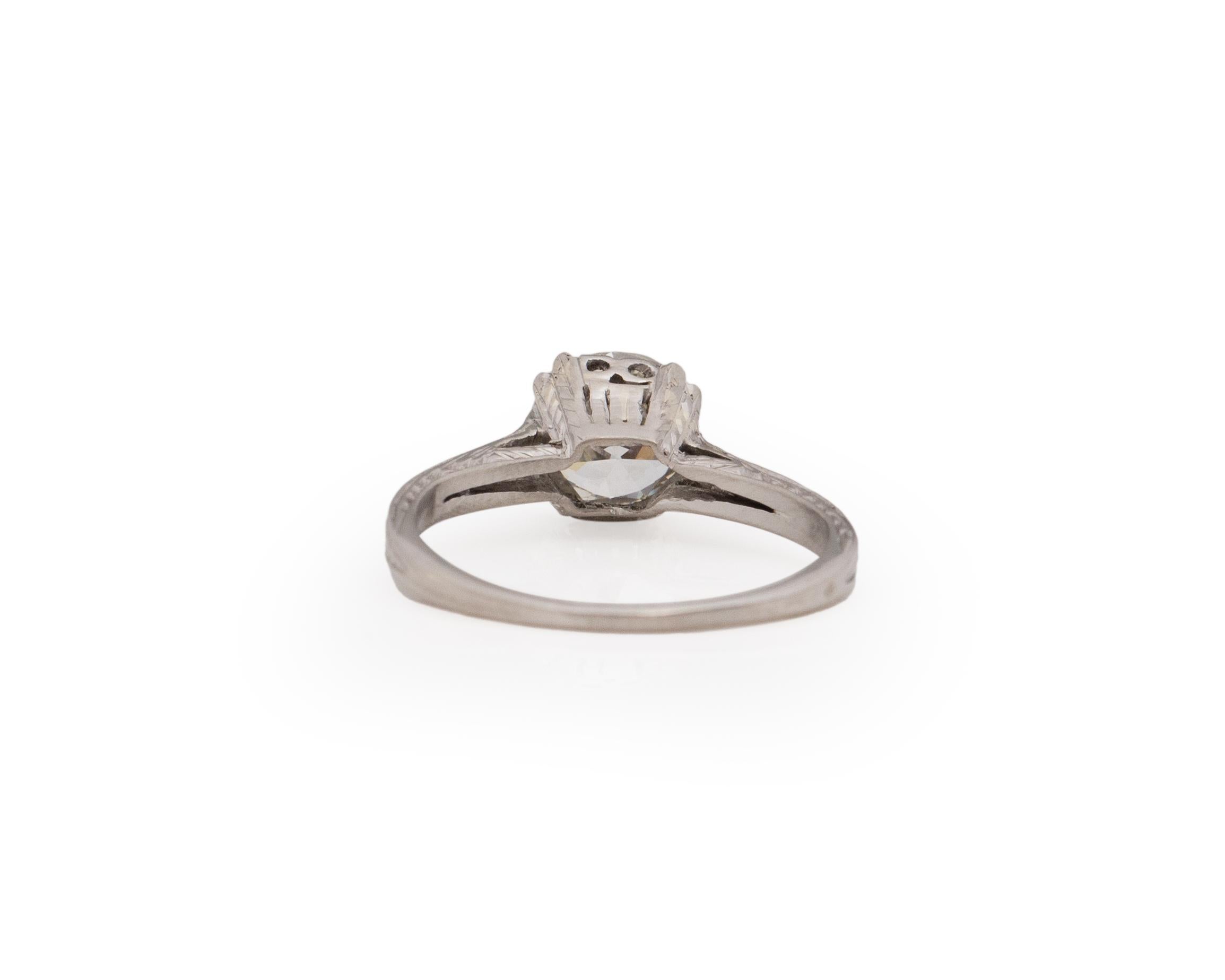 GIA 1.02 Carat Art Deco Diamond Platinum Engagement Ring In Good Condition For Sale In Atlanta, GA