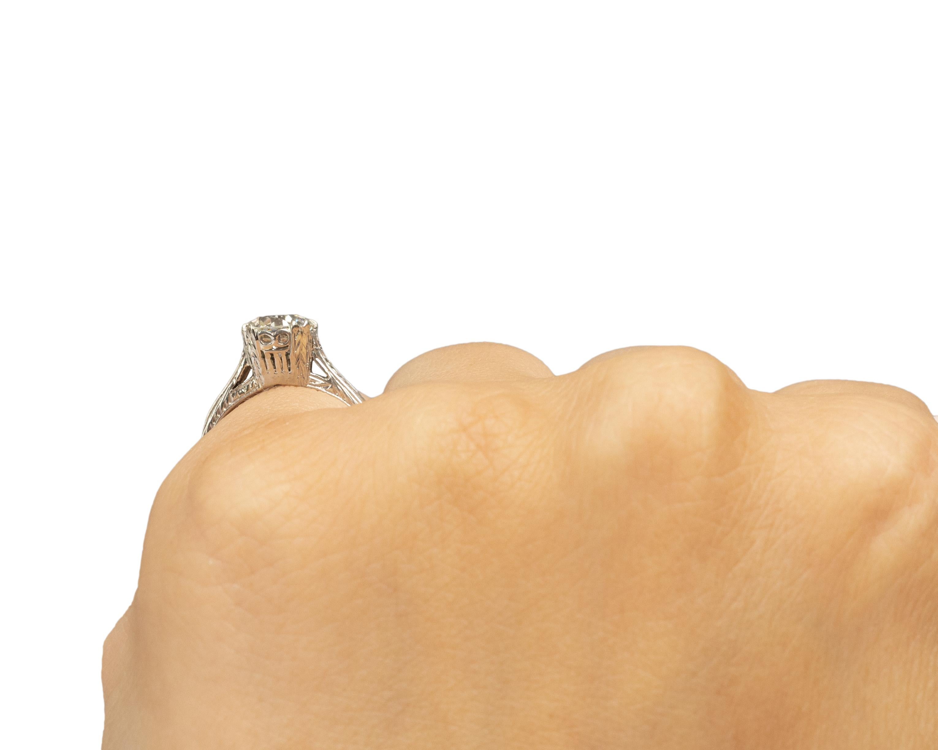 GIA 1.02 Carat Art Deco Diamond Platinum Engagement Ring For Sale 1