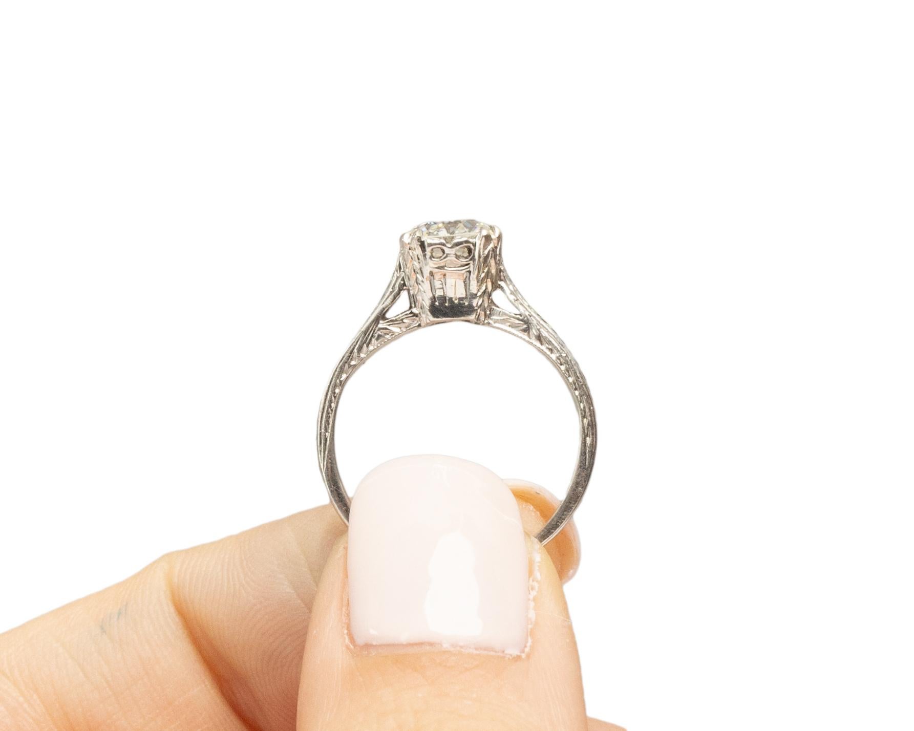 GIA 1.02 Carat Art Deco Diamond Platinum Engagement Ring For Sale 3