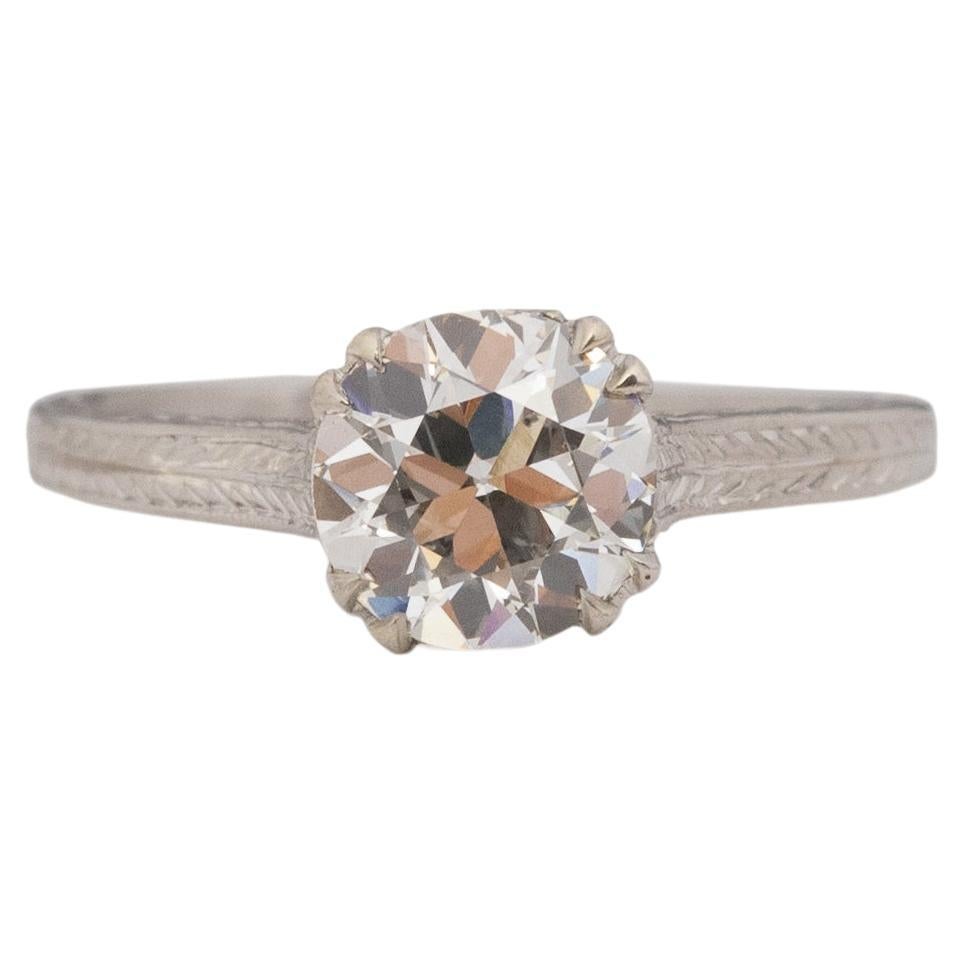 GIA 1.02 Carat Art Deco Diamond Platinum Engagement Ring For Sale