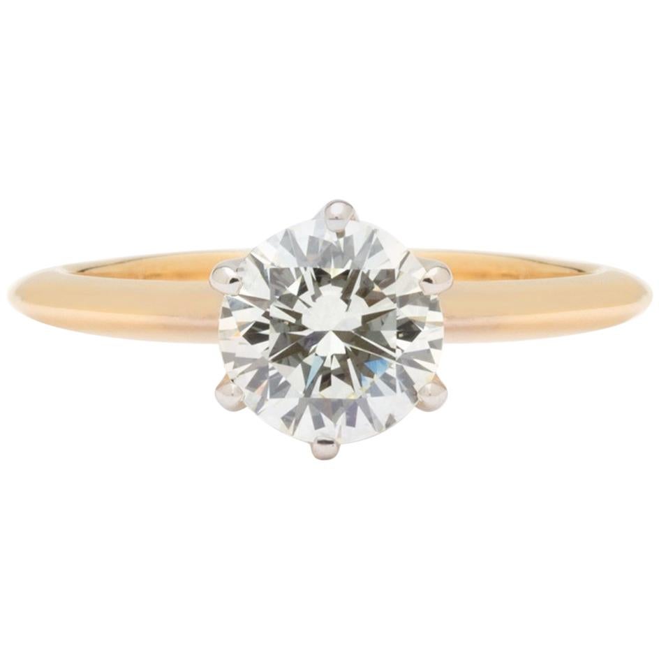 GIA 1.02 Carat F/VS2 Diamond in Yellow Gold Six Prong Ring