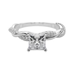 GIA 1.02 Carat Princess Twisted Pave Braided Band  Diamond Ring