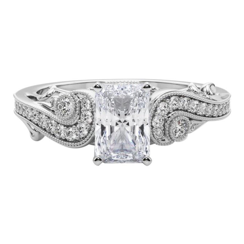GIA 1,02 Karat strahlender Dreistein-Diamantring mit gebogenem Bypass aus 18 Karat Weißgold