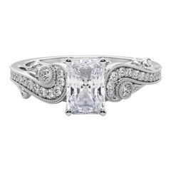 GIA 1,02 Karat strahlender Dreistein-Diamantring mit gebogenem Bypass aus 18 Karat Weißgold