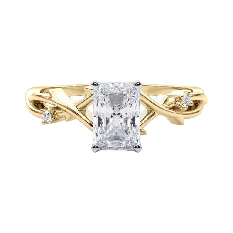 GIA 1,02 Carati Radiant Vine Band Anello con diamanti in oro giallo 18K ispirato alla Nature