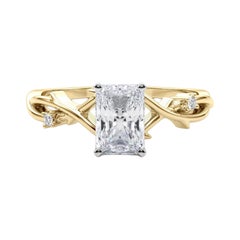 GIA 1,02 Carati Radiant Vine Band Anello con diamanti in oro giallo 18K ispirato alla Nature