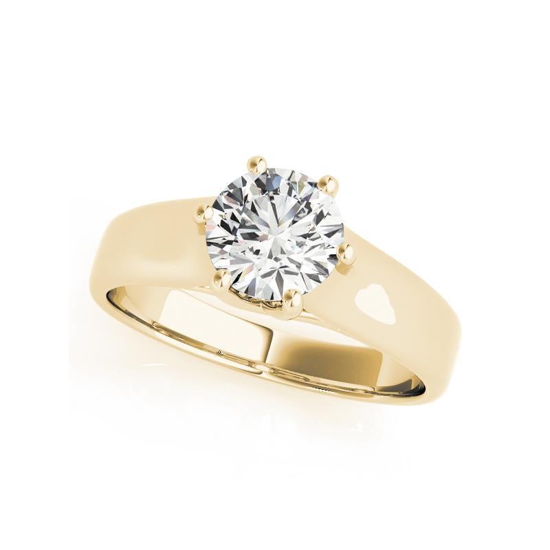 Round Cut GIA 1.02 Carat Round Solitaire 6-Prong Trellis 18K Yellow Gold Diamond Ring For Sale