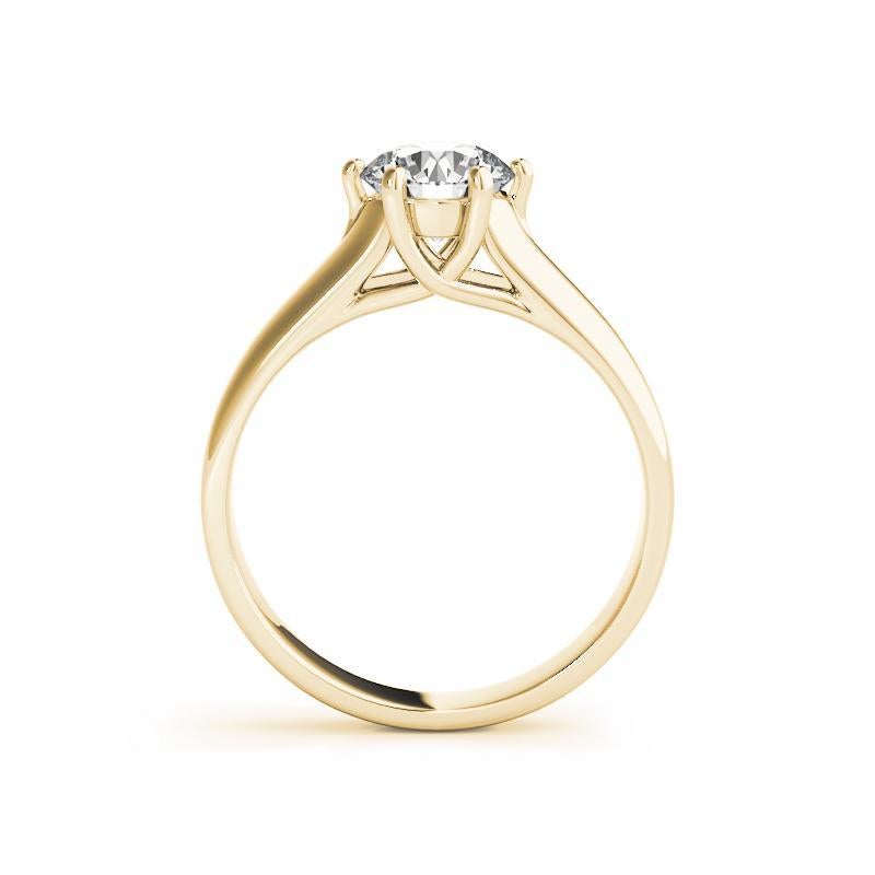GIA 1.02 Carat Round Solitaire 6-Prong Trellis 18K Yellow Gold Diamond Ring In New Condition For Sale In New York, NY