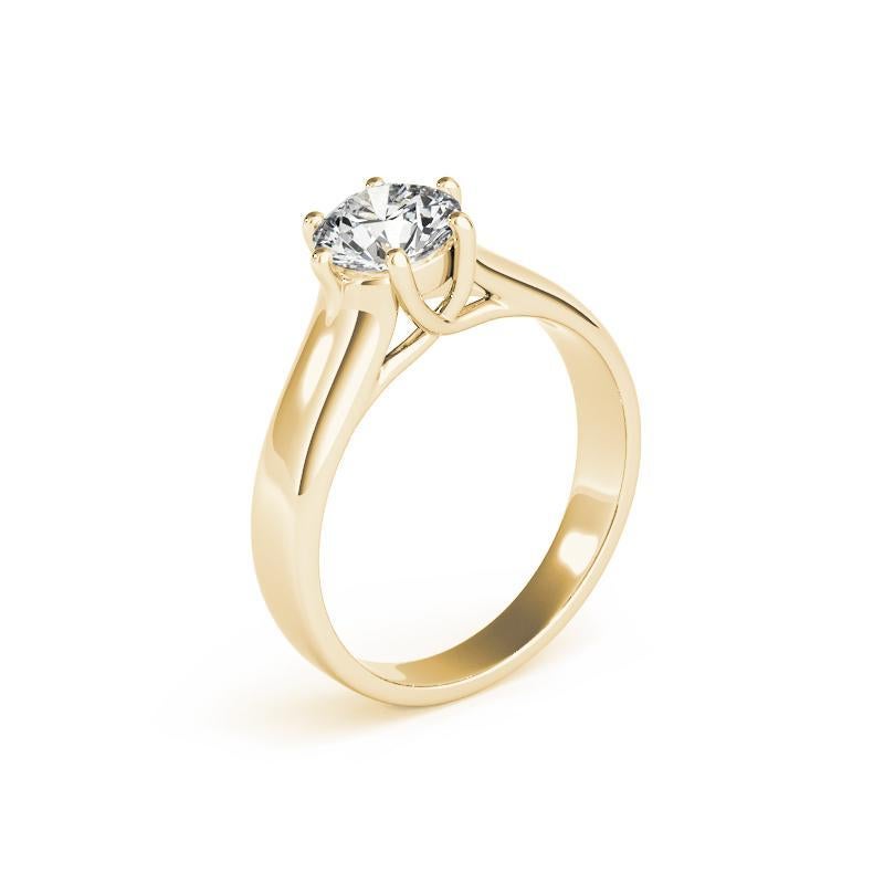 Women's GIA 1.02 Carat Round Solitaire 6-Prong Trellis 18K Yellow Gold Diamond Ring For Sale