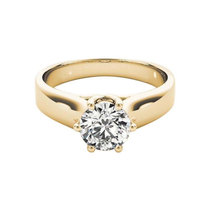 GIA 1.02 Carat Round Solitaire 6-Prong Trellis 18K Yellow Gold Diamond Ring