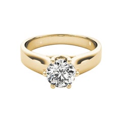 GIA 1.02 Carat Round Solitaire 6-Prong Trellis 18K Yellow Gold Diamond Ring