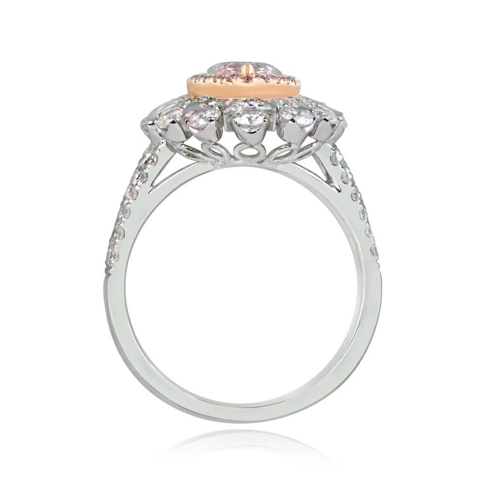 Art Deco GIA 1.02ct Marquise Cut Fancy Diamond Cocktail Ring, 18k White & Yellow Gold For Sale