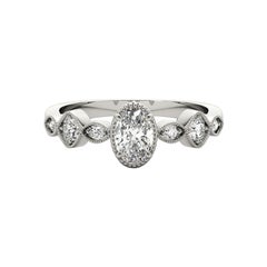 GIA 1,02ct Oval Bezel Set Multi-Stone Milgrain  Anello con diamante
