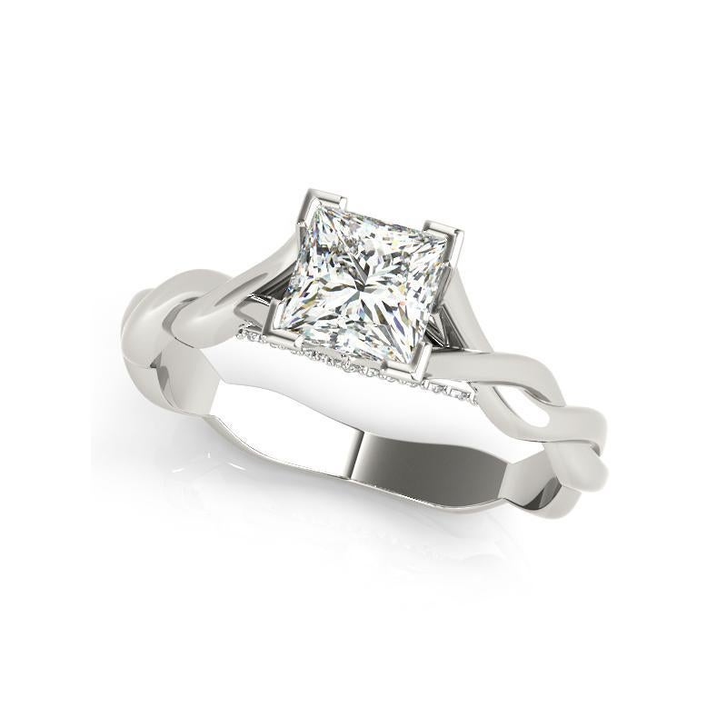 Princess Cut GIA 1.02ct Princess Double Chevron Pave Twisted Band Diamond Ring For Sale