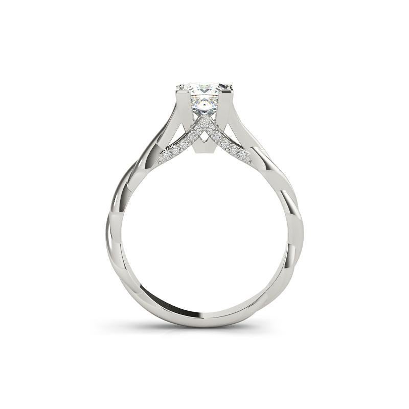 GIA 1.02ct Princess Double Chevron Pave Twisted Band Diamond Ring In New Condition For Sale In New York, NY