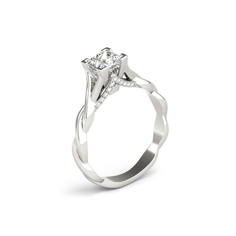 Women's GIA 1.02ct Princess Double Chevron Pave Twisted Band Diamond Ring For Sale