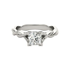 GIA 1.02ct Princess Double Chevron Pave Twisted Band Diamond Ring
