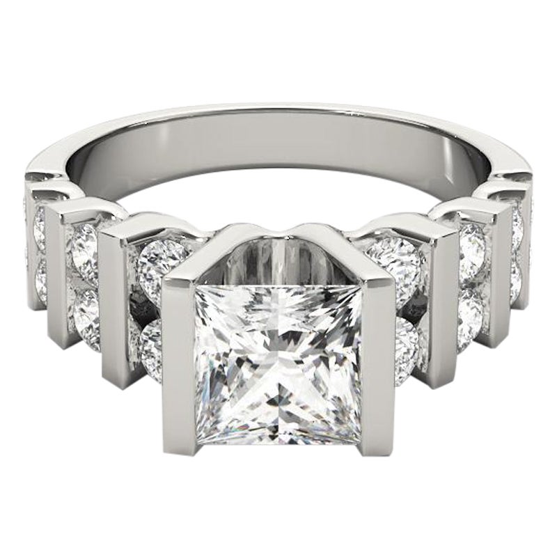 GIA 1.02ct Princesse Multi-Row Channel Bar Tension Set Diamond Ring en vente