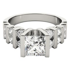 GIA 1.02ct Princess Multi-Row Channel Bar Tension Set Diamond Ring