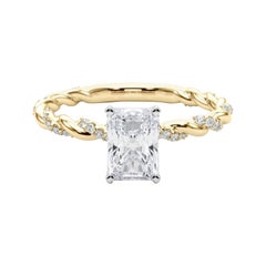 GIA 1,02ct Radiant Micro Pave Twisted Braid Band Anello di diamanti in oro giallo 18K