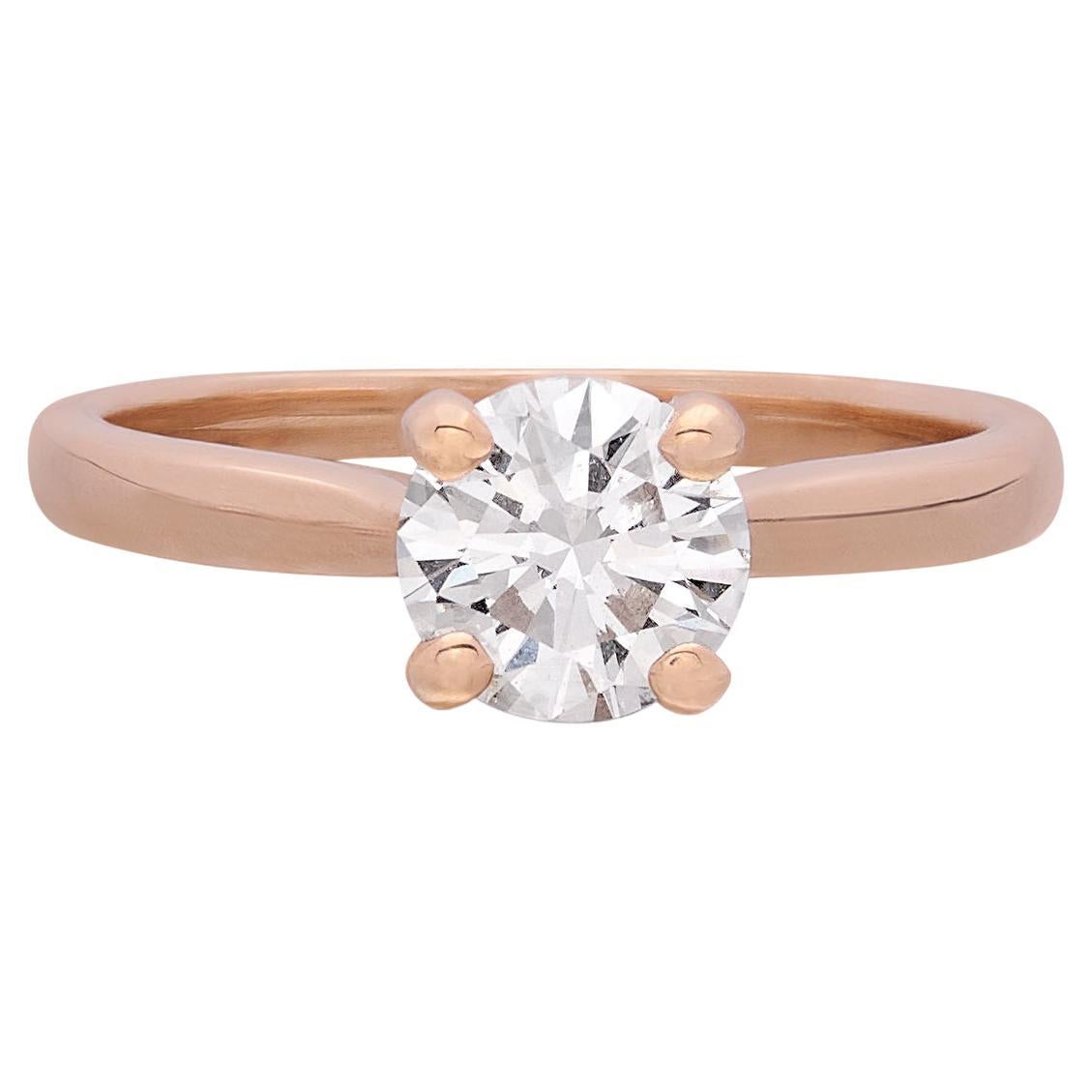 Bague solitaire en or rose F/VS2 de 1,03 carat certifiée par le GIA