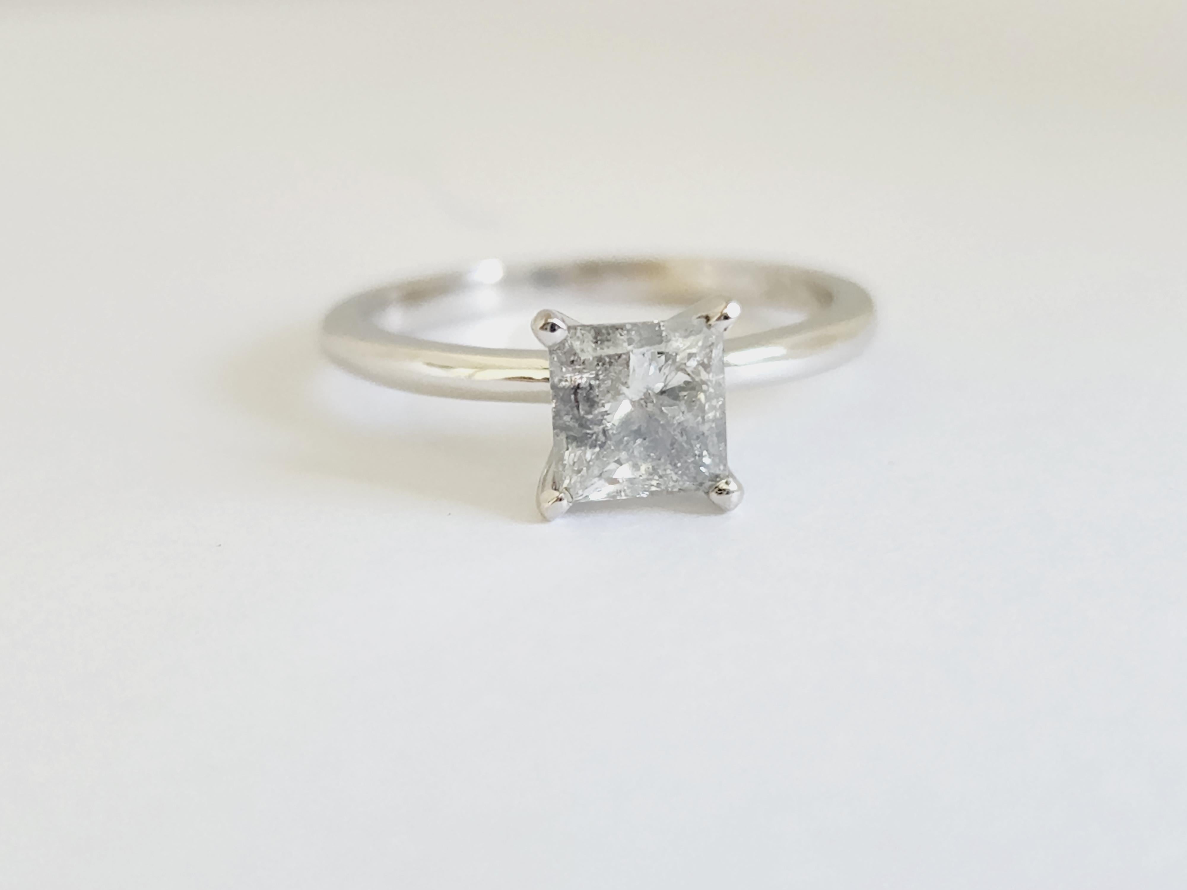 GIA 1.03 Carat Fancy Light Gray Princess Cut Natural Diamond White Gold Ring 14K

Ring Size 6.5