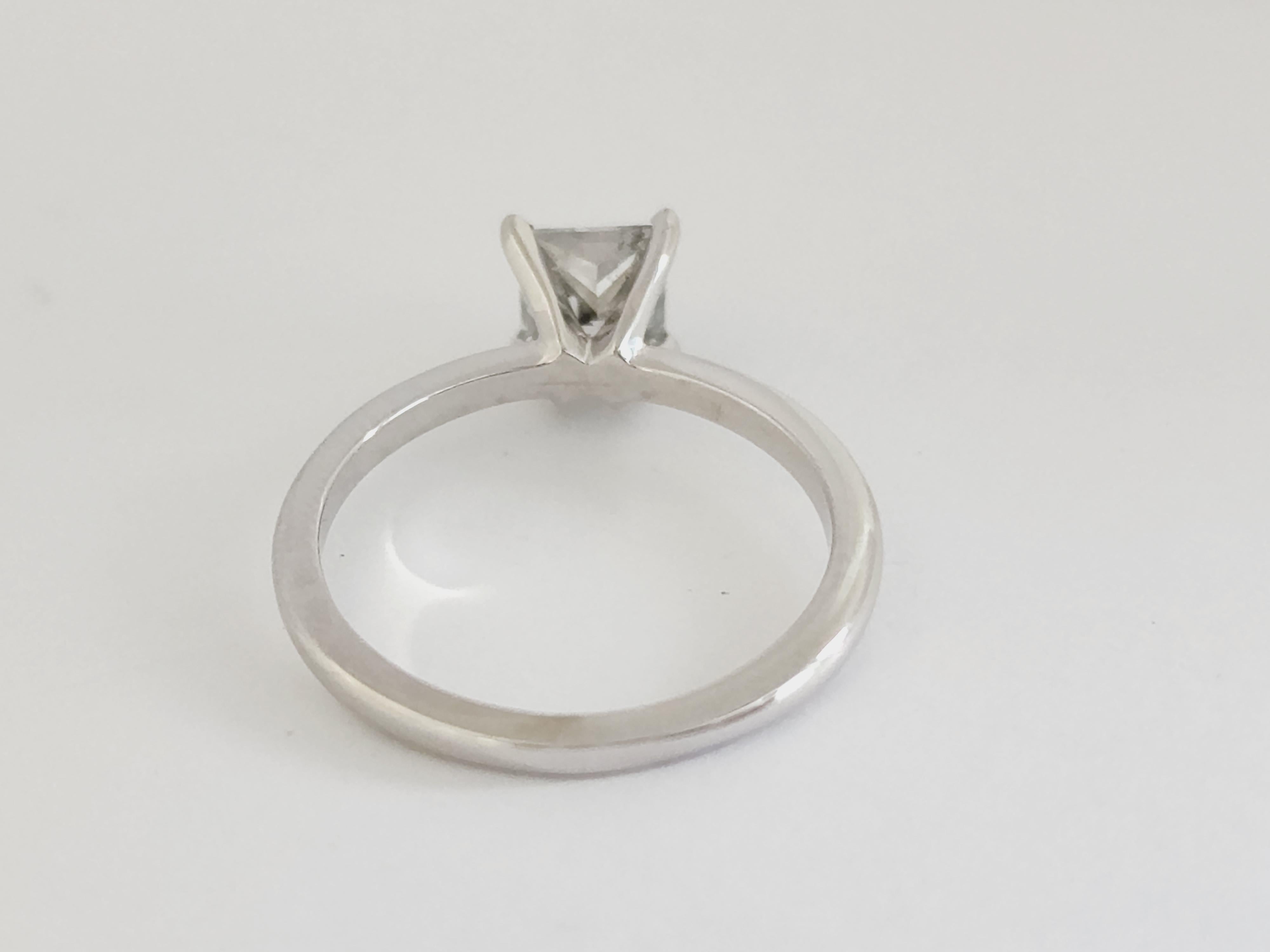 GIA 1.03 Carat Fancy Light Gray Princess Cut Natural Diamond White Gold Ring 14K For Sale 1