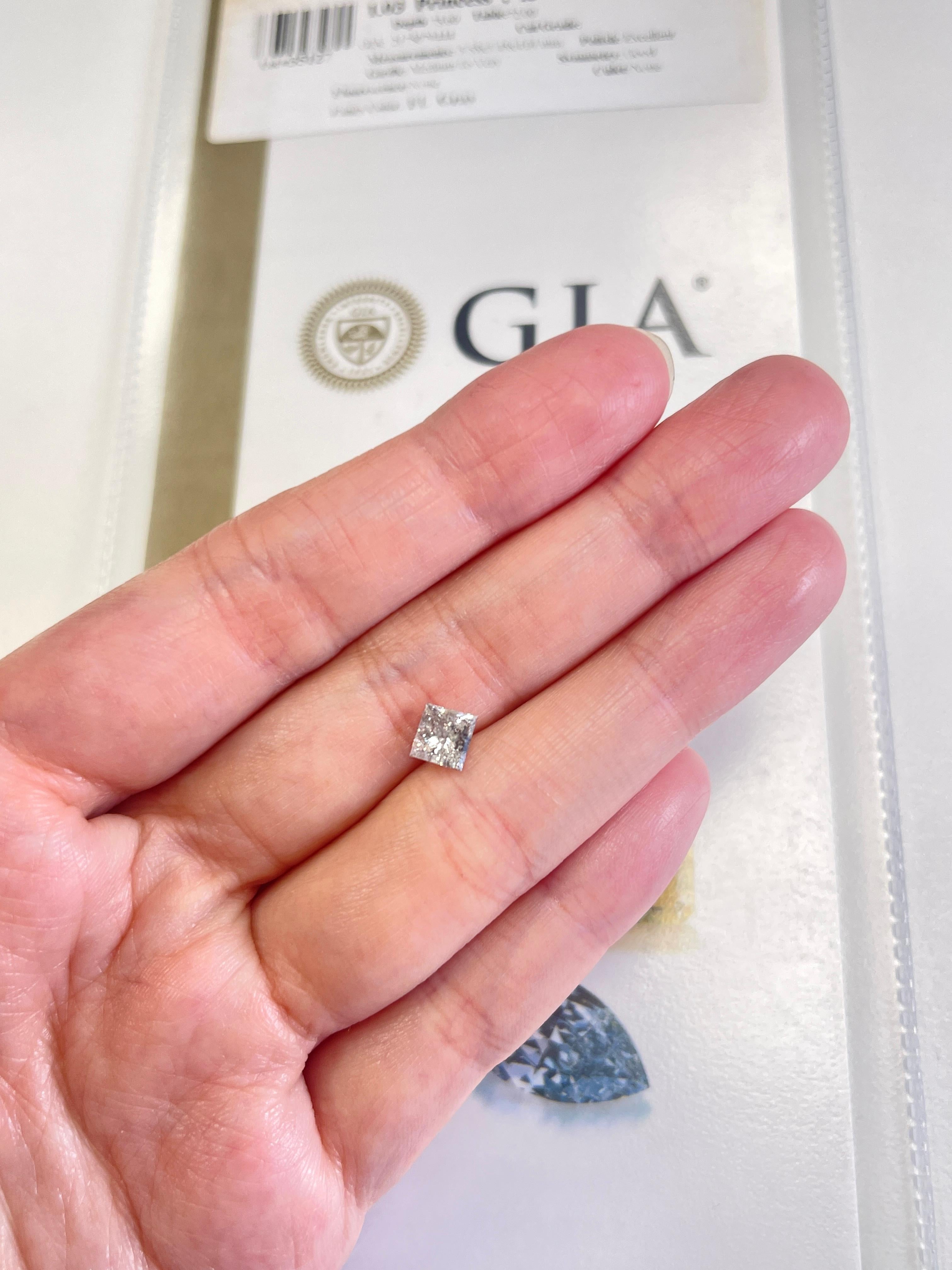 GIA 1.03 Carat Fancy Light Gray Princess Cut Natural Loose Diamond  In New Condition For Sale In Great Neck, NY