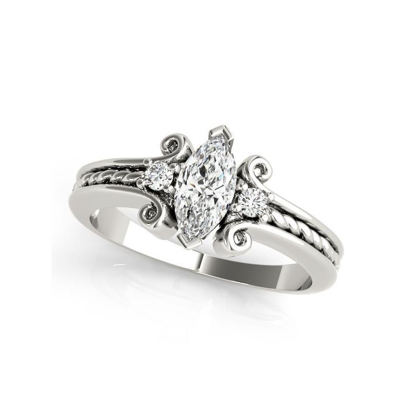 Marquise Cut GIA 1.03 Carat Marquise Three-Stone Twisted Rope  Diamond Ring For Sale