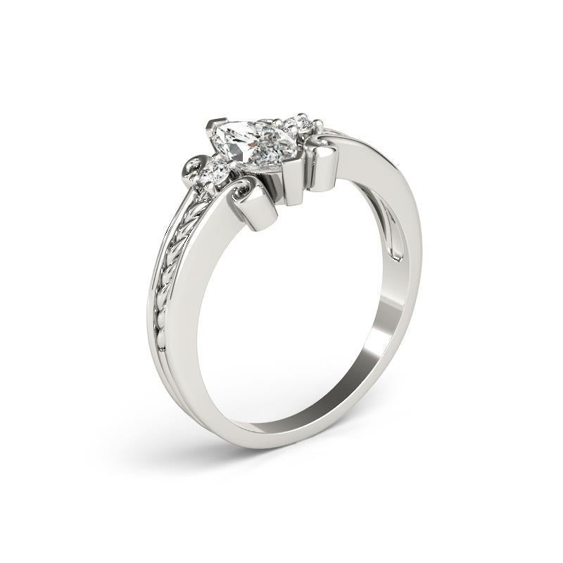 Women's GIA 1.03 Carat Marquise Three-Stone Twisted Rope  Diamond Ring For Sale