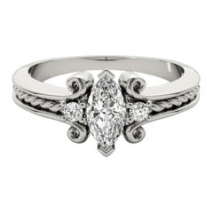 GIA 1.03 Carat Marquise Three-Stone Twisted Rope  Diamond Ring