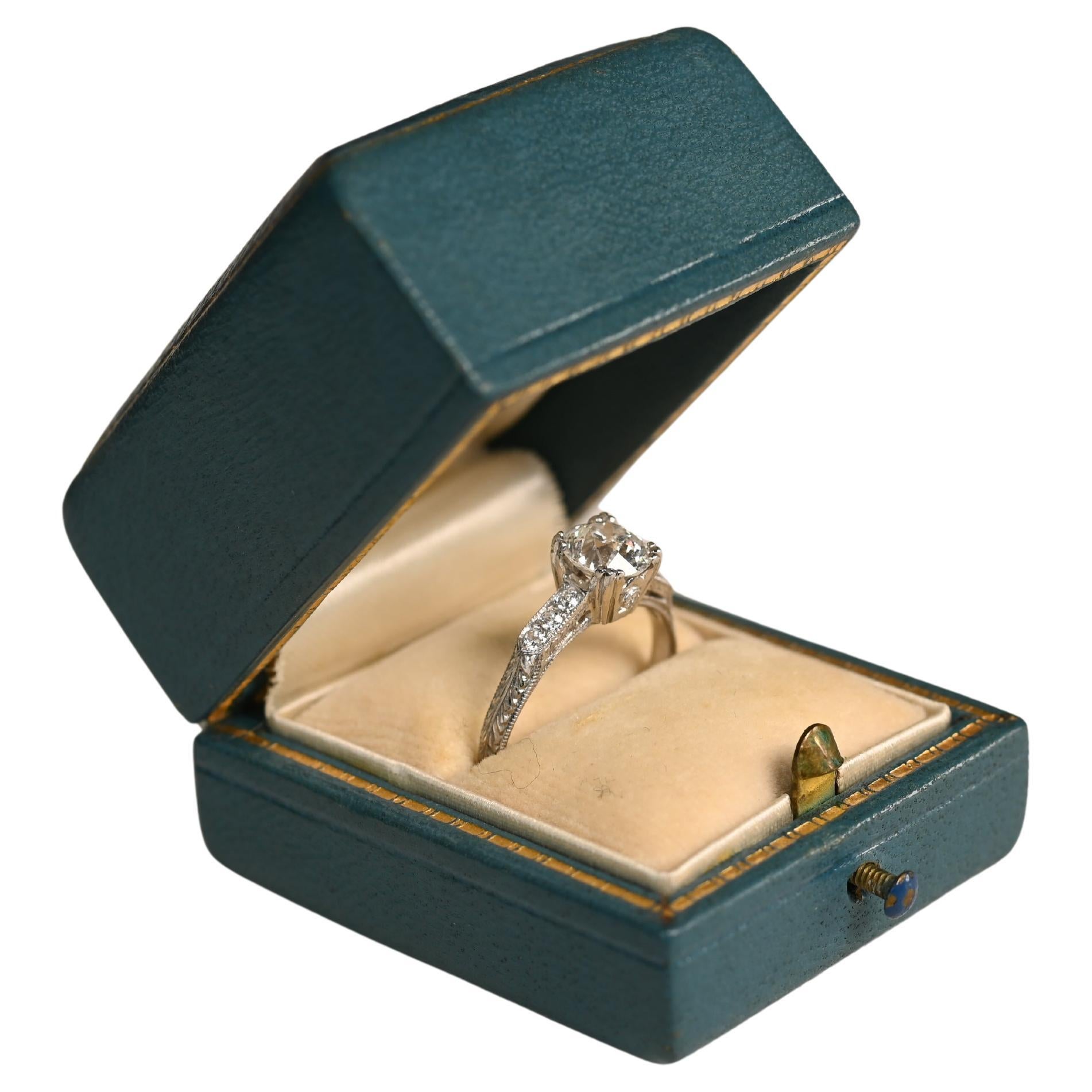 Old Euro-cut Diamond Engagement Ring (GIA Approx 1.00-Carat), G Color, Platinum
