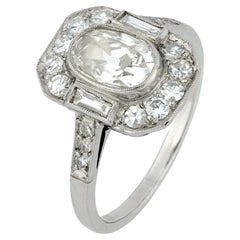 GIA 1.03 carat old mine cut diamond platinum engagement ring