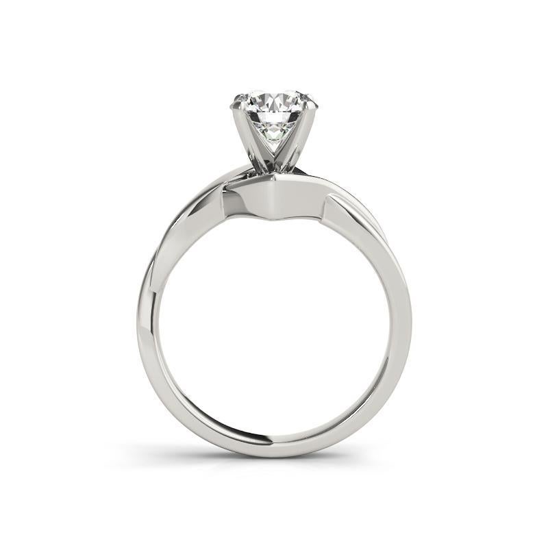 GIA 1.03 Carat Round Solitaire Chevron Love Knot  Diamond Ring In New Condition For Sale In New York, NY