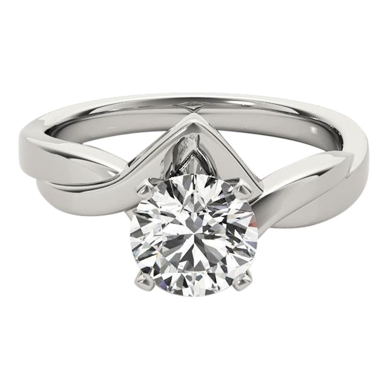 GIA 1.03 Carat Round Solitaire Chevron Love Knot  Diamond Ring