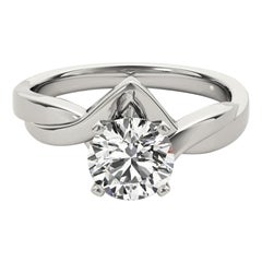 GIA 1.03 Carat Round Solitaire Chevron Love Knot  Diamond Ring
