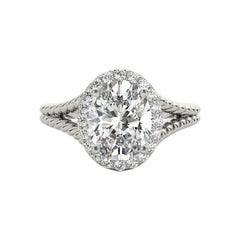 GIA 1.03 Carat Twisted Rope Split Shank Oval Halo  Diamond Ring